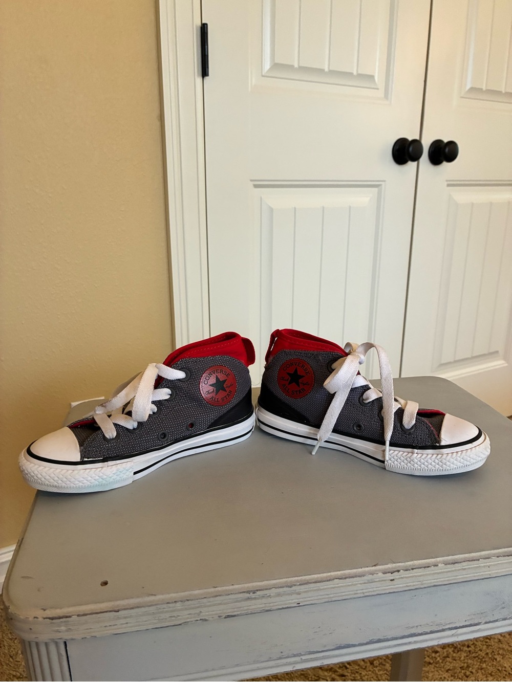Converse Kids' Gray & Red High-Top Sneakers